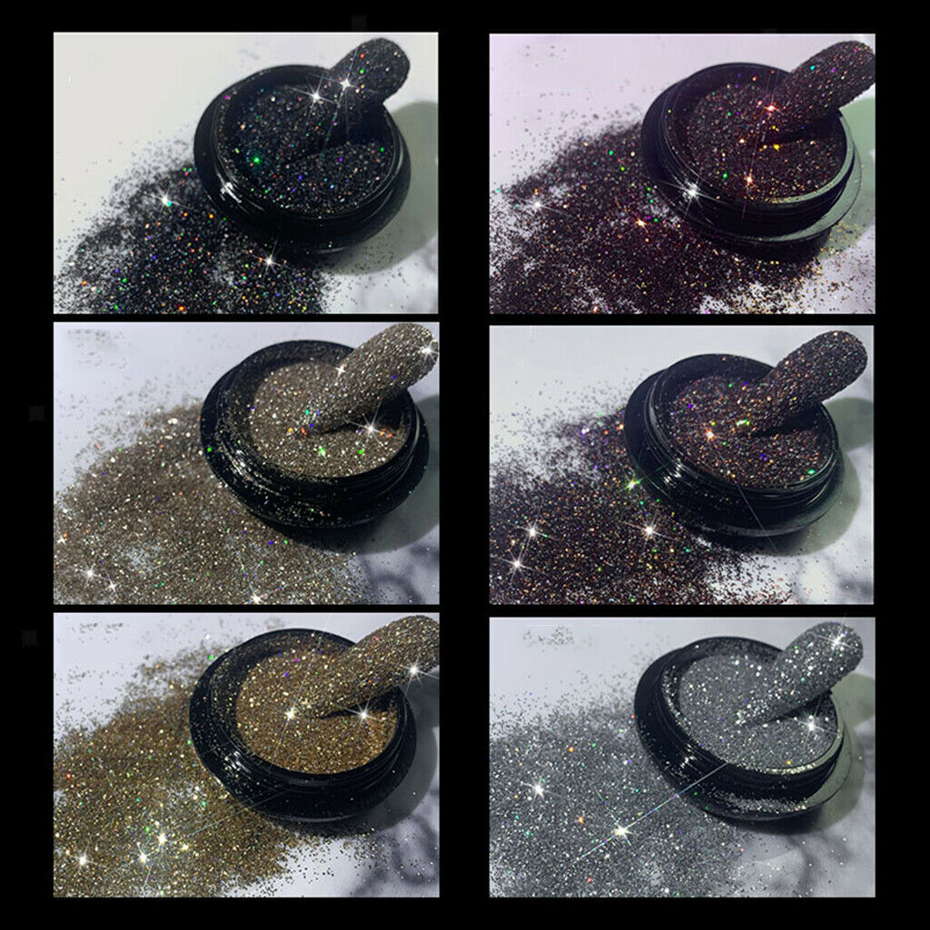 6x Nail Art Glitter Acrylic UV Gel Tips Dust Power Nail Art Accessory Gifts