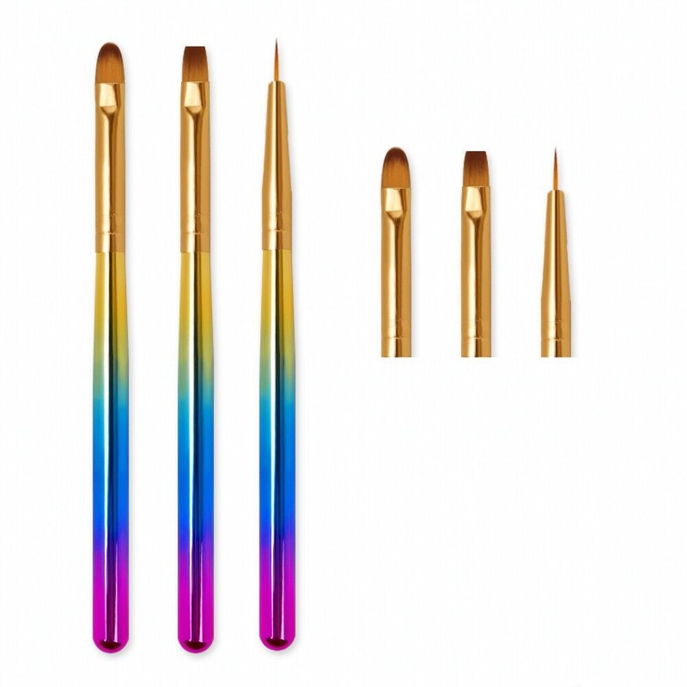 Nail Art Brush Rainbow Crystal Liner Dotting Painting Drawing Pen Manicure Tool