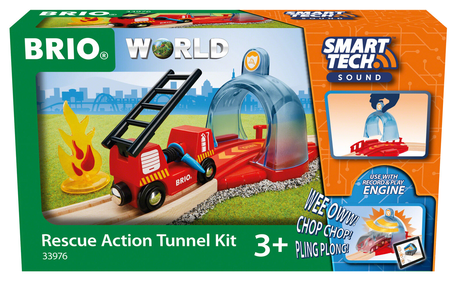 33976 BRIO Smart Tech Sound - Rescue Action Tunnel Kit Wooden Plastic Train Trac