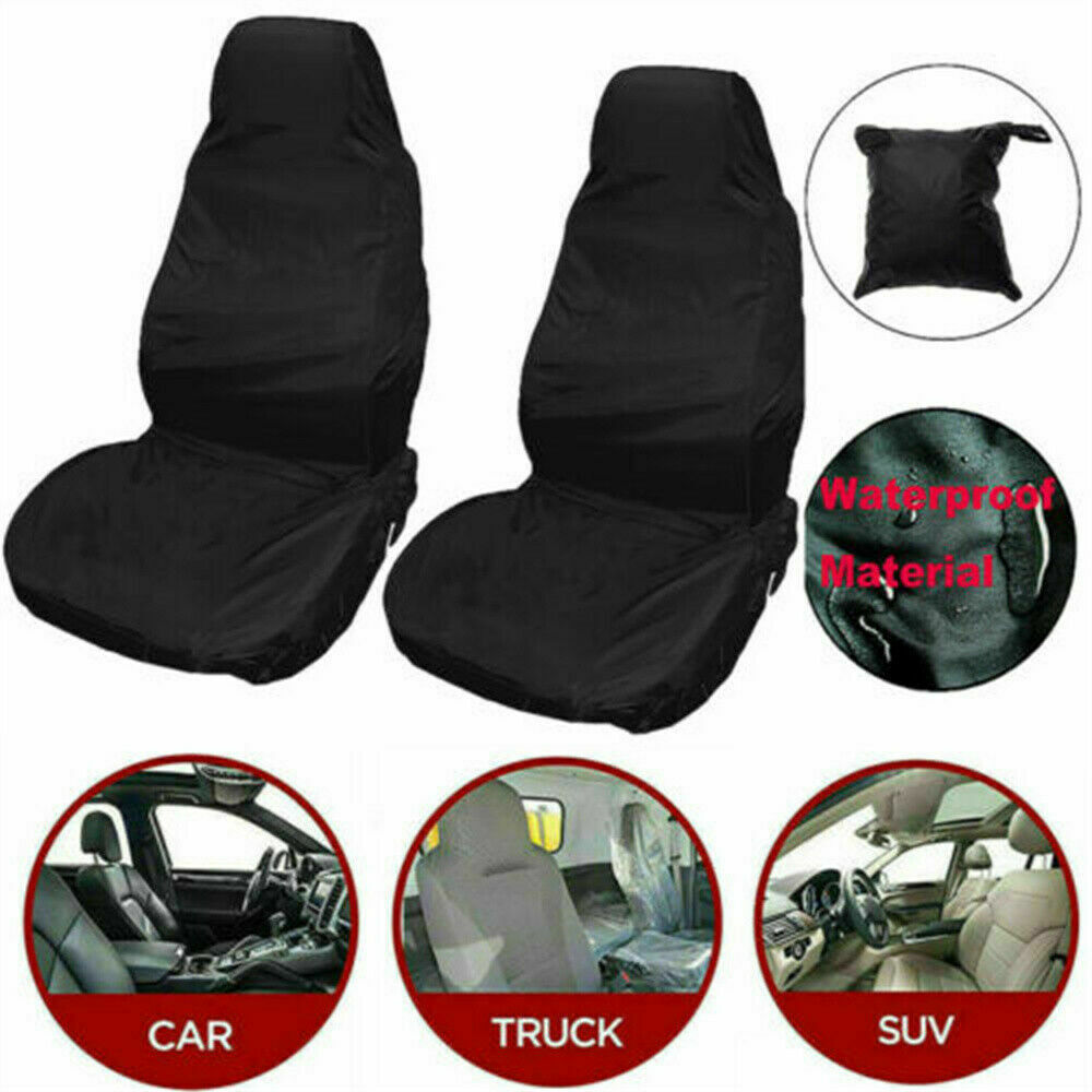Pair Black Car Front Seat Covers Seat Protector Waterproof Universal Anti Slip