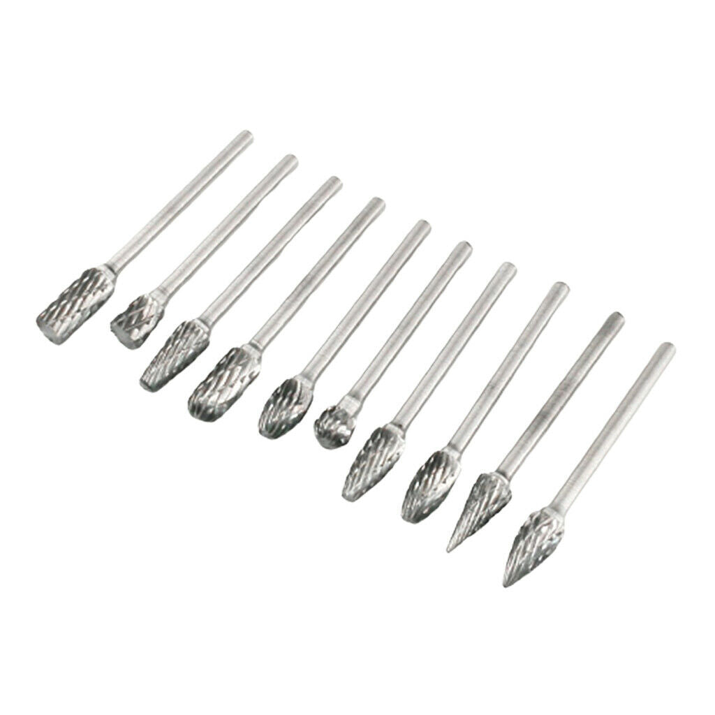10 Packs 3x6mm Carbide Rotary Die Grinder Burr Drilling Carving Tool Set
