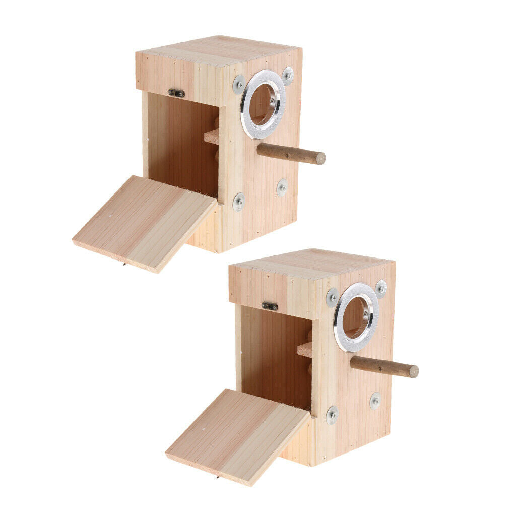 2x Birdhouse, Wooden Bird House, Parrot Breeding Nest Nesting Box Small Animal