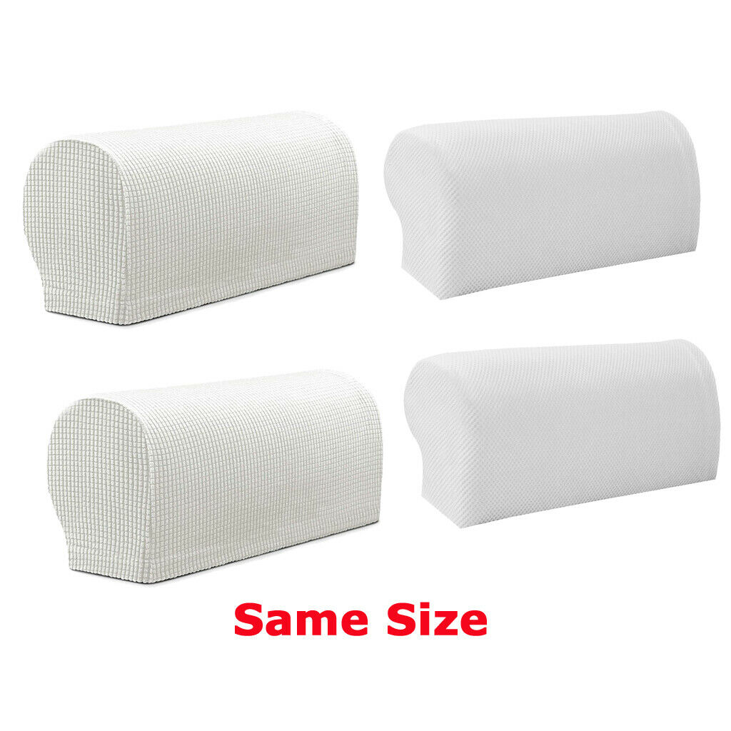 4Pcs  (2Pattern)White Elastic Chair Sofa Armrest Covers Armchair Slipcovers