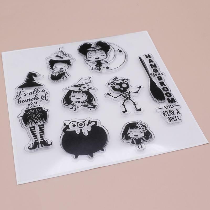 Clear Stamp Craft Making Embossing Mould for DIY Halloween Witch Card