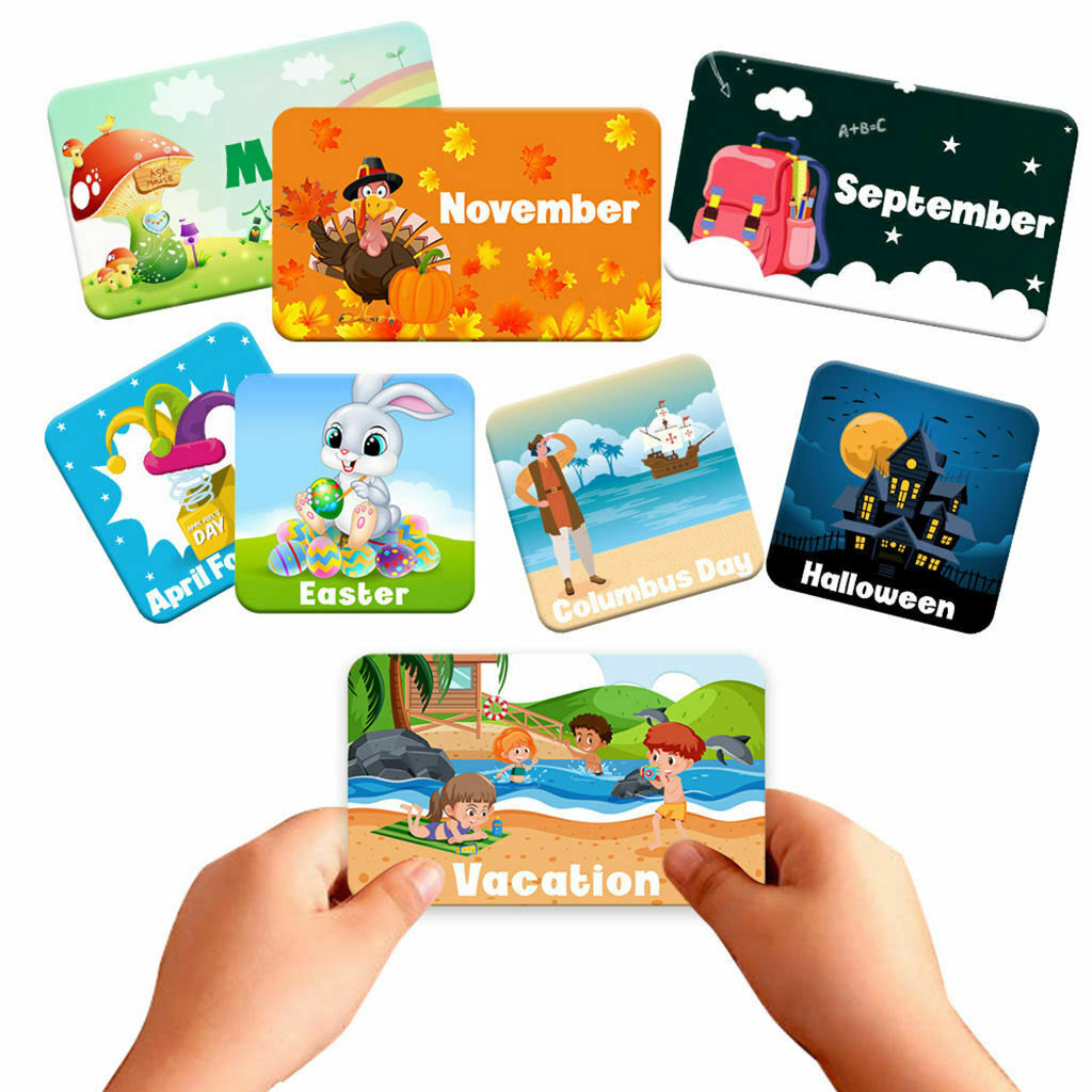 Classroom Calendar Pocket Chart with 114 Cards, 44.5”x 28”School Calendar