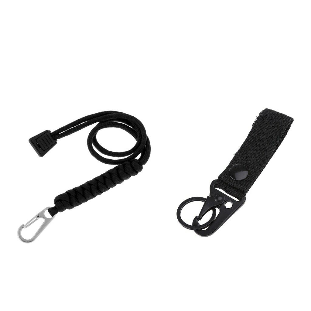 Keychain Hook Belt Metal Carabiner Webbing Buckle Clip + Paracord Lanyard Rope
