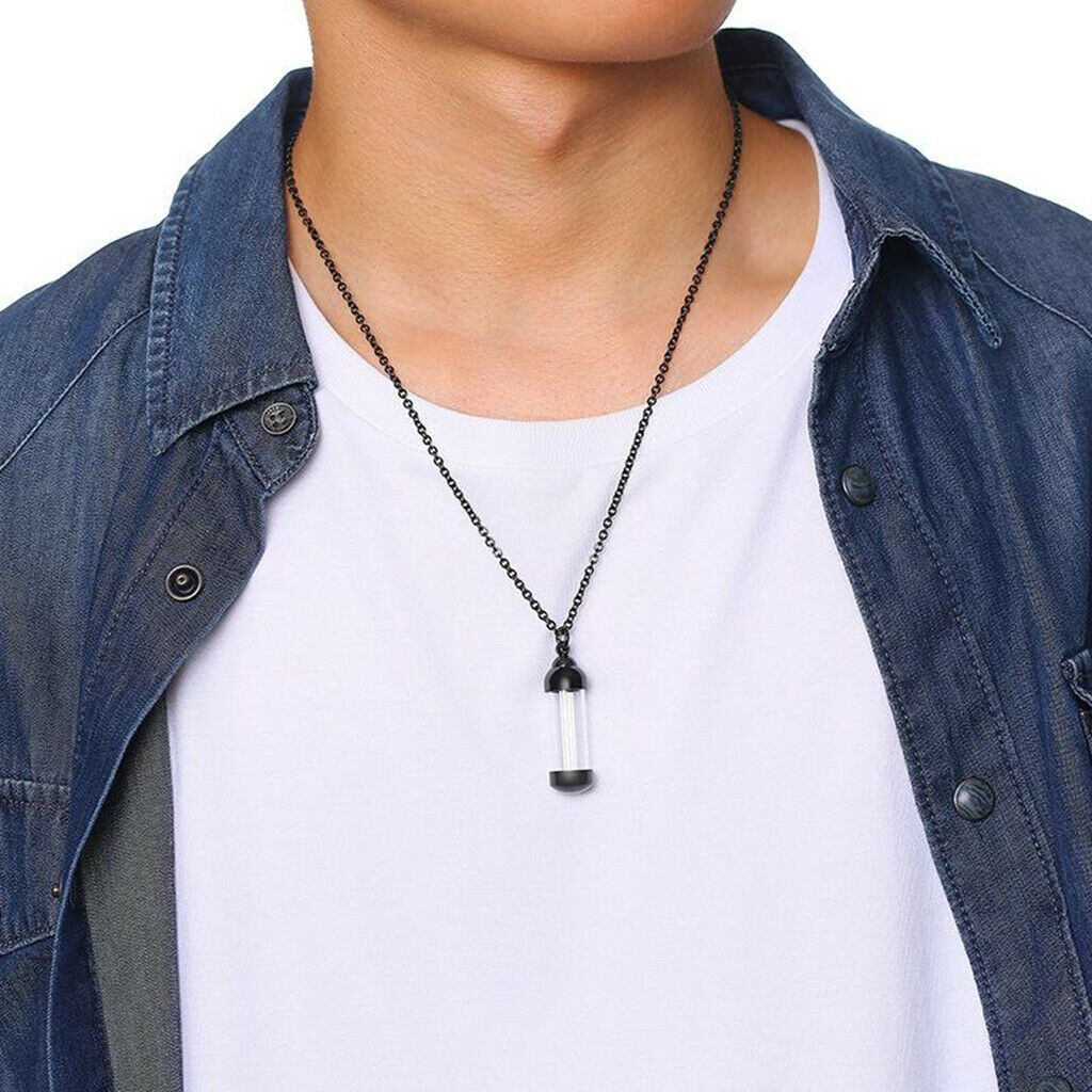 2pcs Steel Glass Bottle Urn Pendant Necklace for Ashes Hair Jewelry DIY