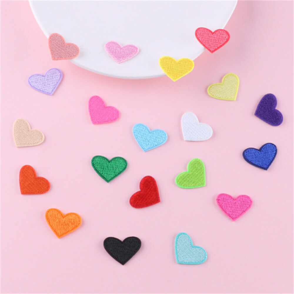 20 Mix Lot Sew On Patches Fabric Hearts For Crafts Embellishments Decors 20x26mm