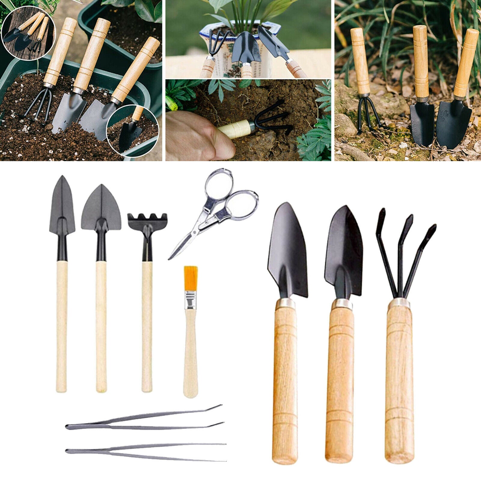 10Pcs/Set Potted Shovel Rake Spade Flower Succulents Home Gardening Tools