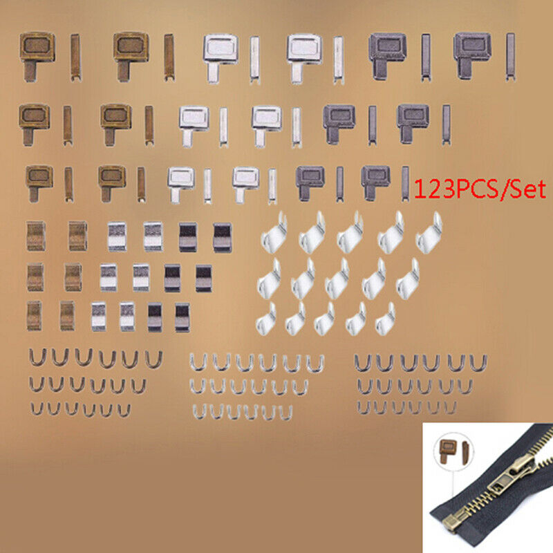 123PCS Metal Repair Zipper Stopper Open End Zipper Sewing Stopper Accesso.l8