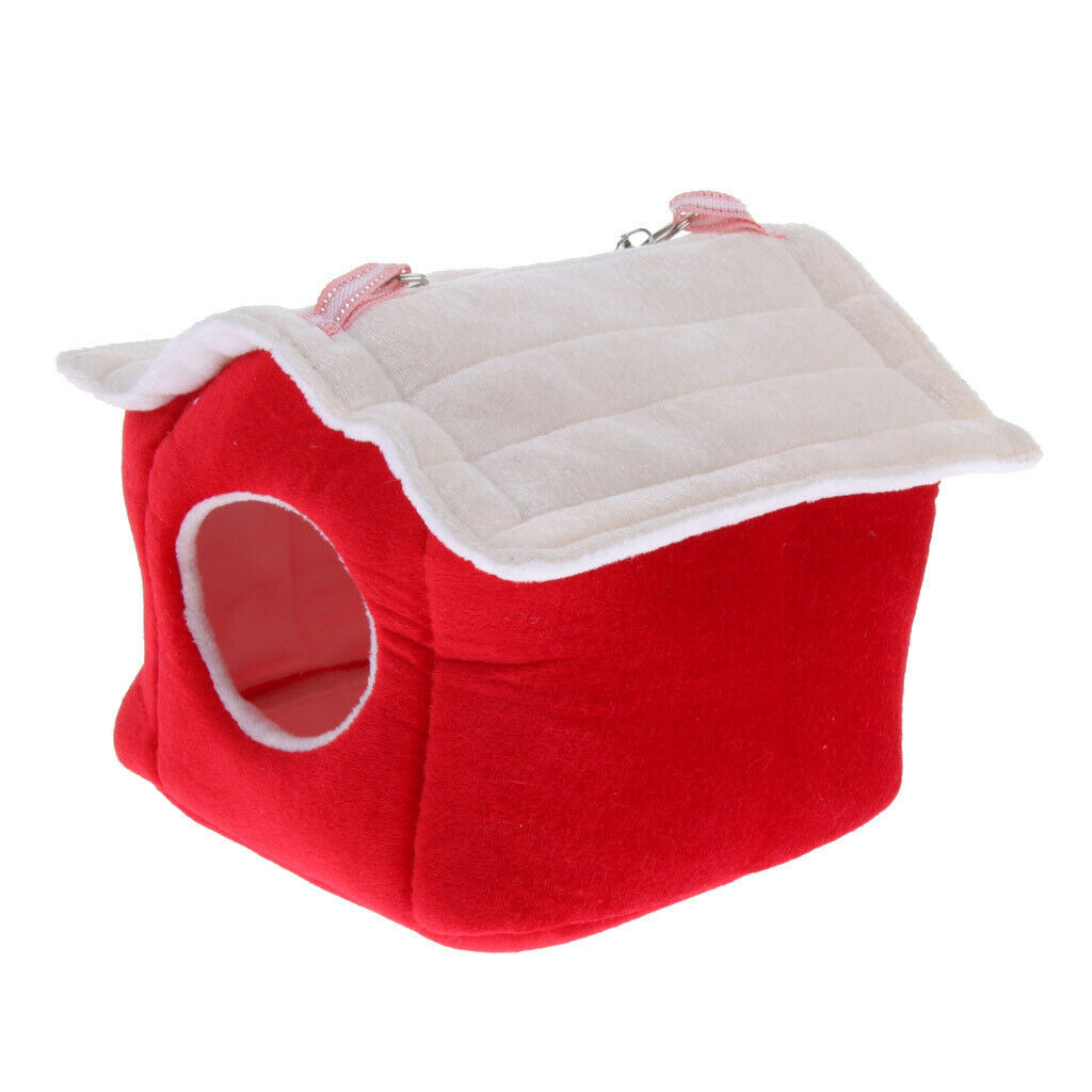 Winter Warm Bird Nest House Parrot Shed Hut Hanging Hammock Finch Cage Red