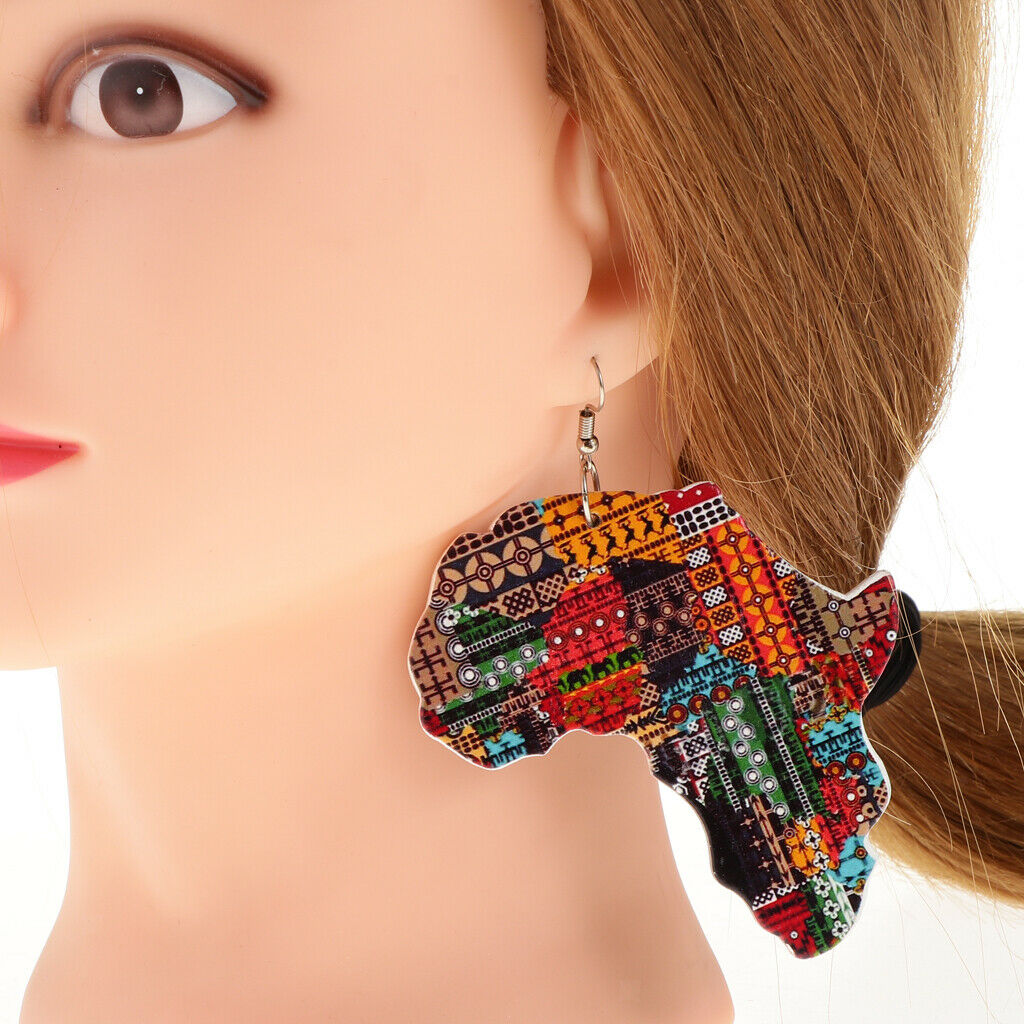 Punk Rock Africa Map African Womens Ladies Hiphop Dangle Earrings Fish Hook