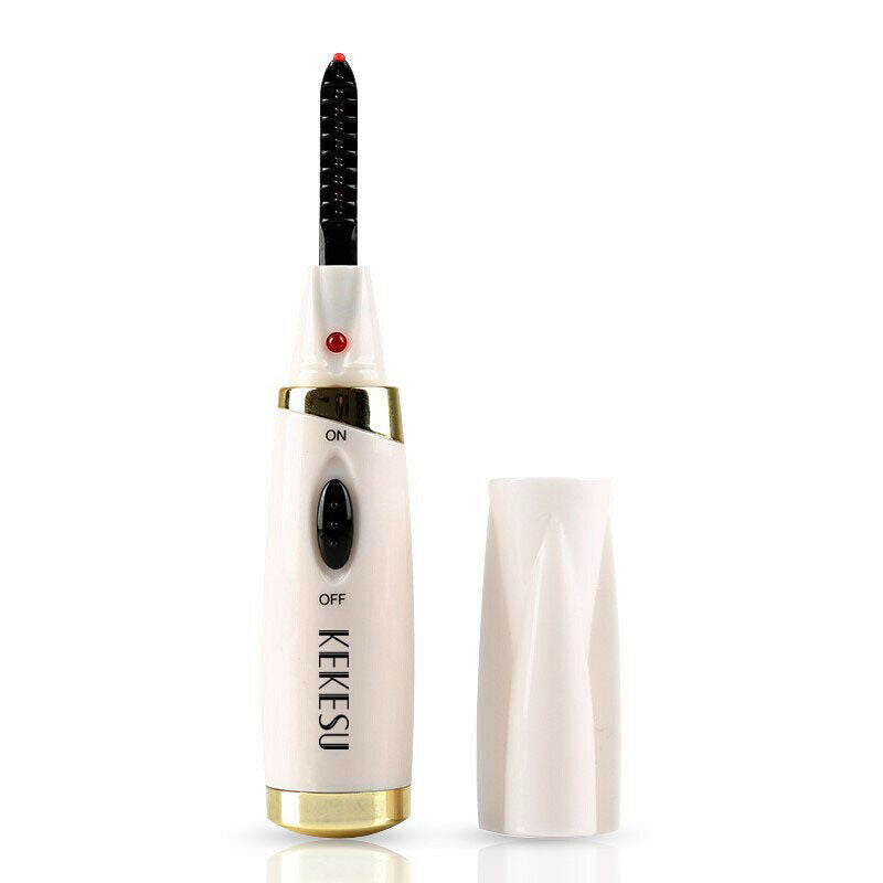 2Pcs Mini Electric Heated Eyelash Curler Long Lasting Brush Make Up Tool