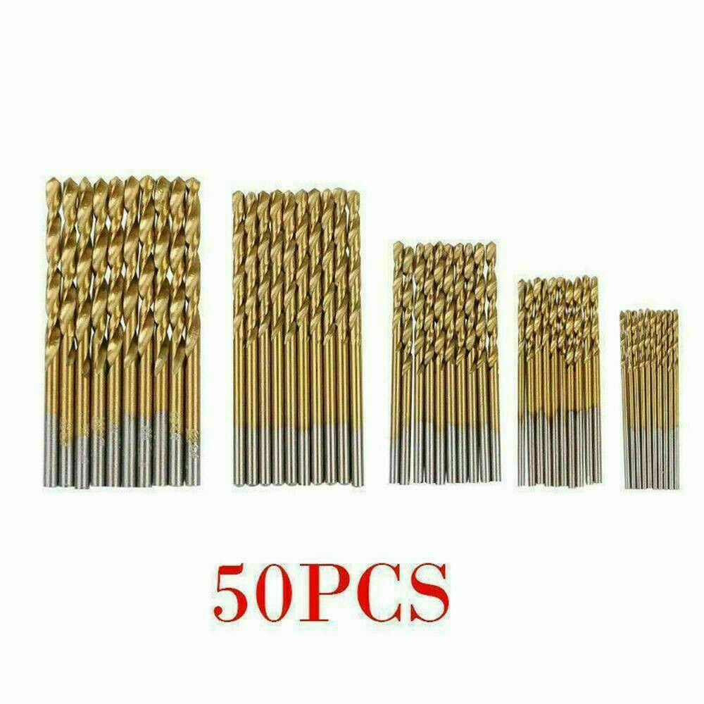50Pc/Set Titanium Coated HSS High Speed Steel Drill Bit Set Tool 1/1.5/2/2.5/3mm