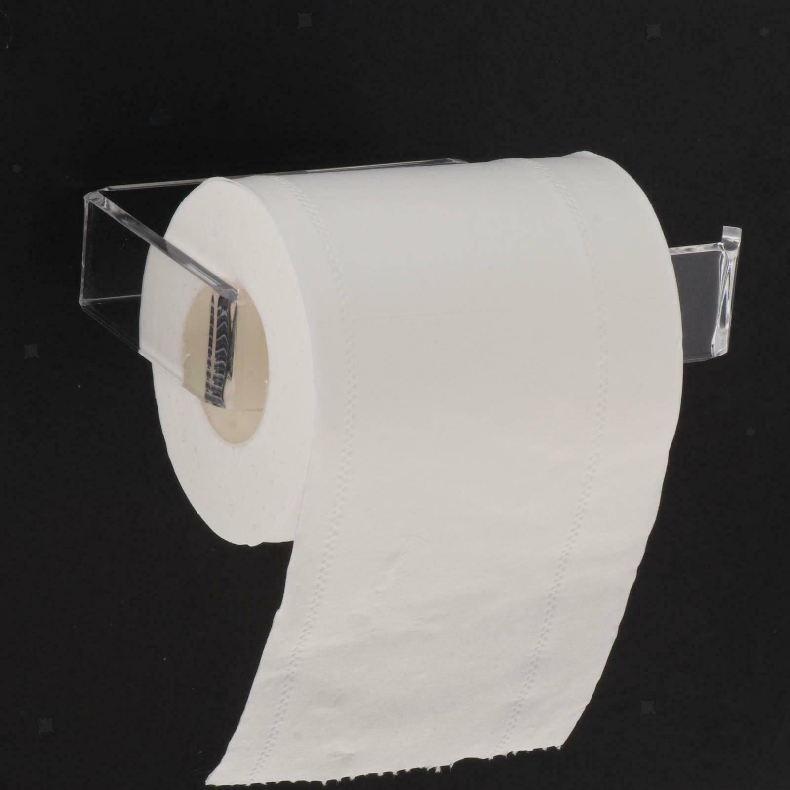 4x Wall Mounted Paper Holder Transparent Toilet Roll Hanger Home Organizers