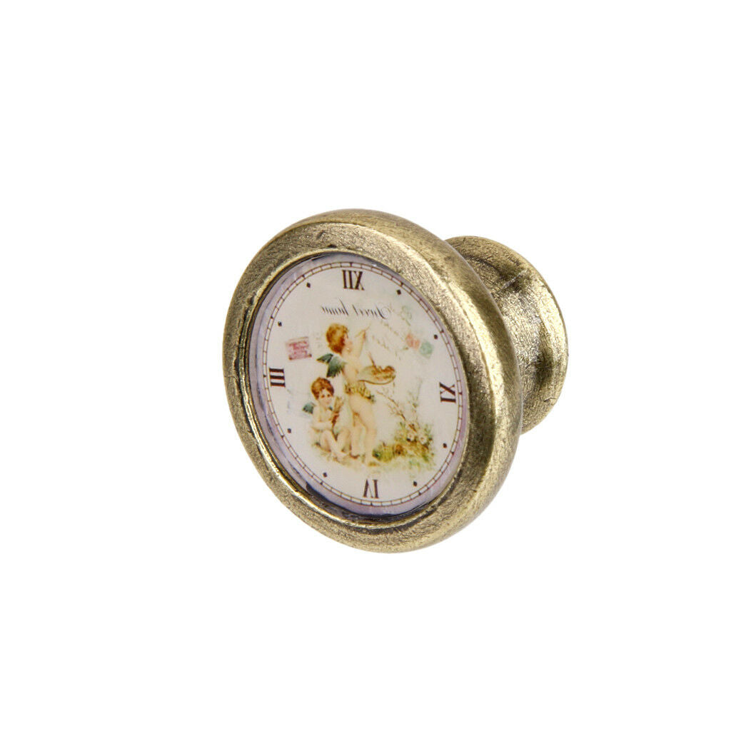 Round Cabinet Door Drawer Dresser Wardrobe Handle Pull Knob Angel Clock