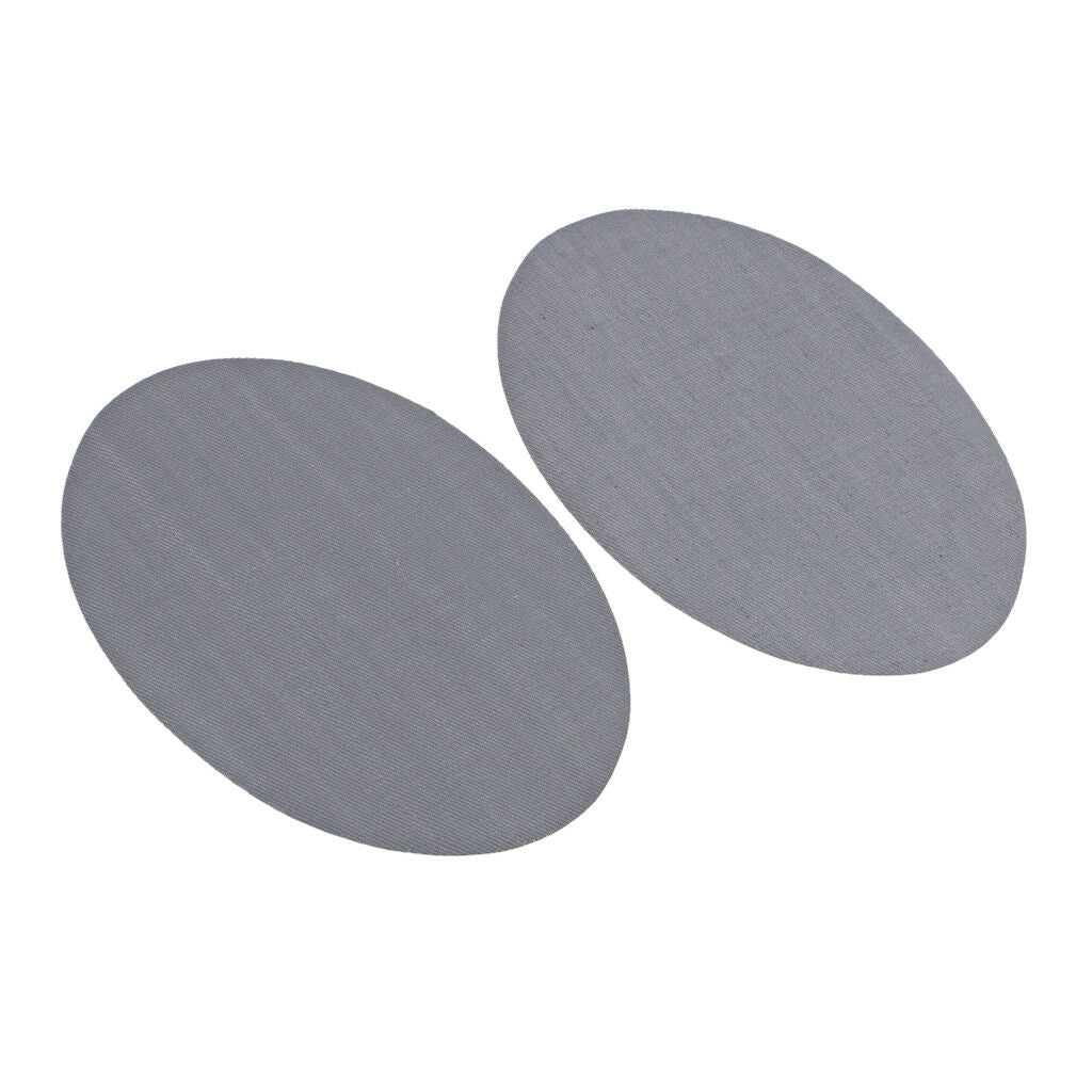 1 Pair Oval Iron/Sew On Patches Elbow Knee Repair Sewing Applique Grey