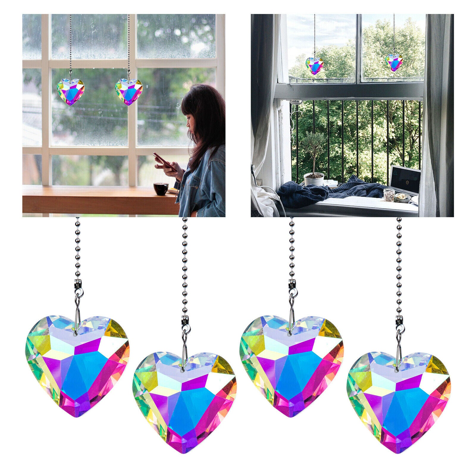Heart Crystal Suncatcher Prism Ball Home Love Window Hanging Decor Ornaments