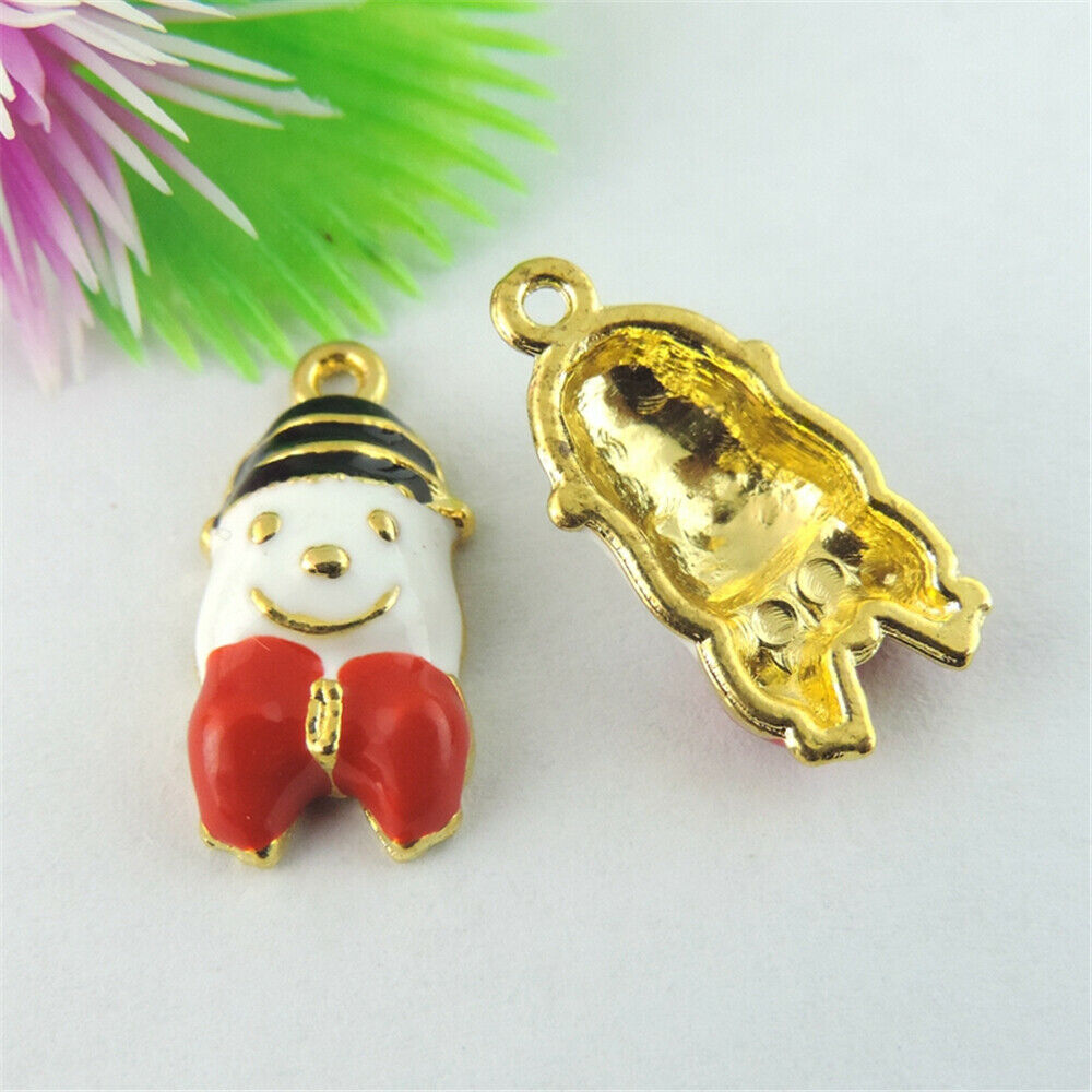 15PCS Snowman Enamel Charm Christmas Alloy Pendant Earrings Jewelry DIY 21*15mm