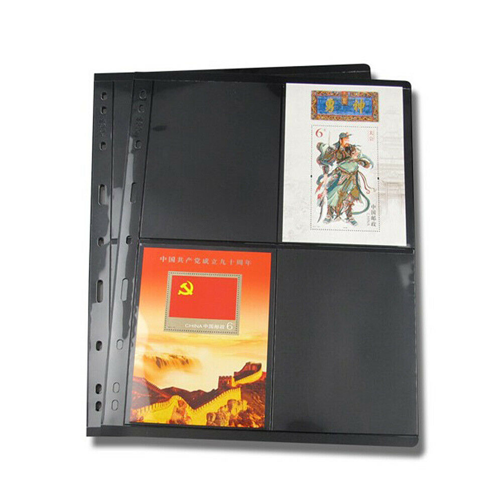 5Pcs PCCB Double Side 4 Grid Loose-leaf Stamps Collection Booklet Albums Pages