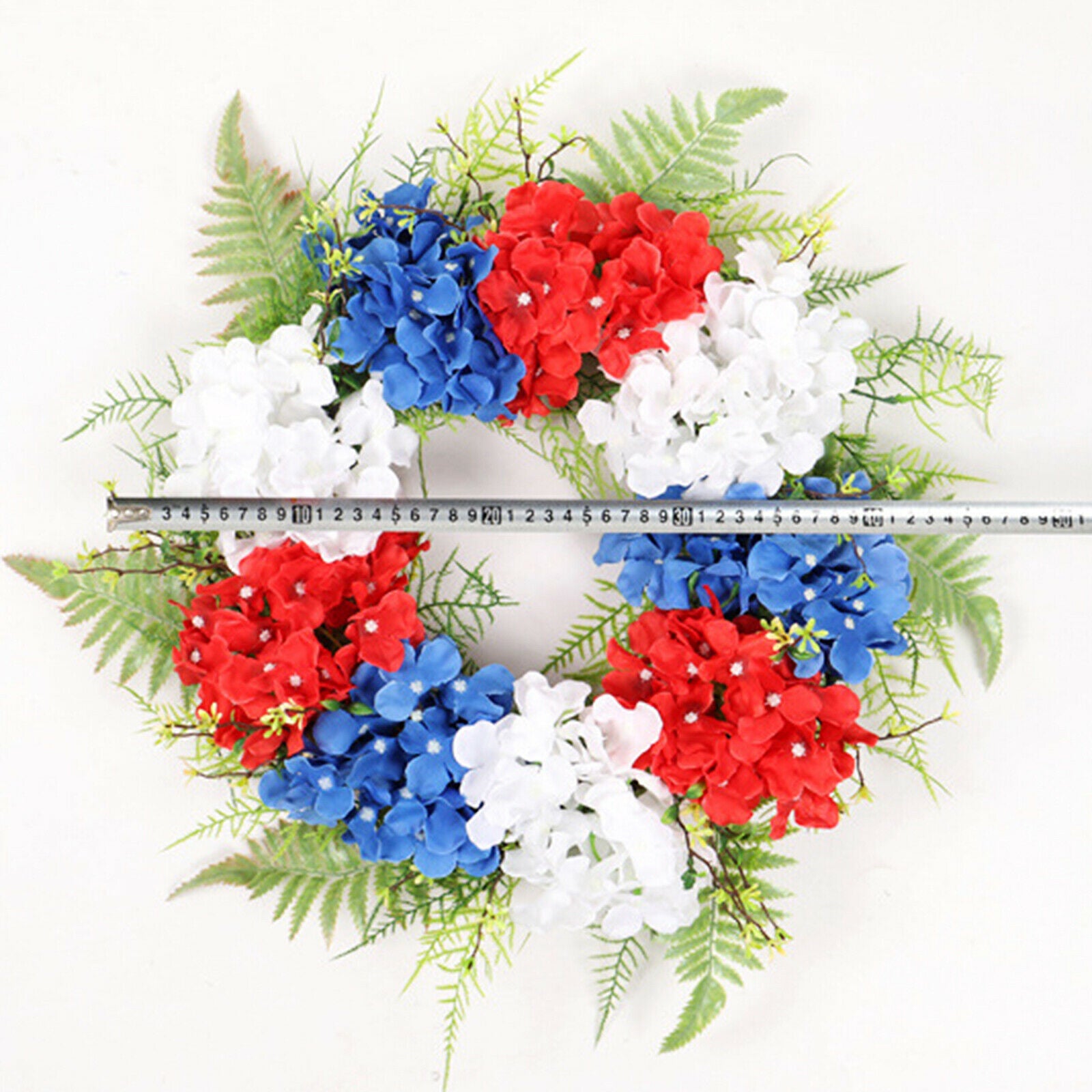 Patriotic American Wreath Flower Garland Memorial Day Wall Window Hanging