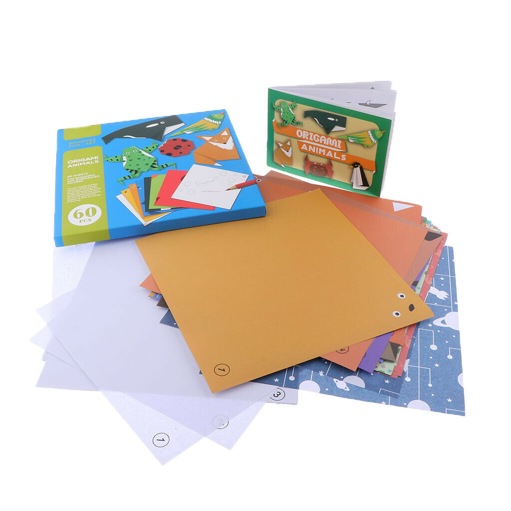 60 Pieces Cute Animals Patterns Origami Paper with Vibrant Colors for Kids