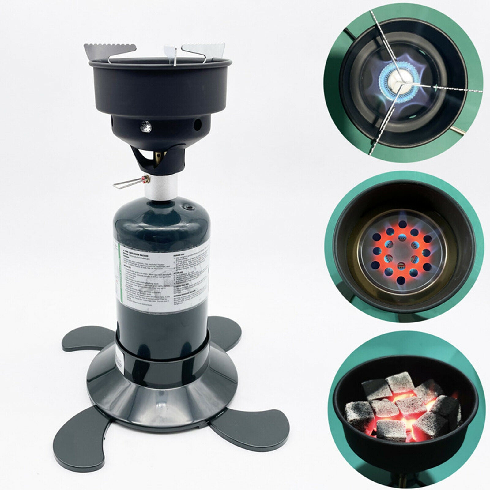 3-in-1 Camping Stove Gas Stove BBQ Emergency Heater Outdoor Wood Coal Stove