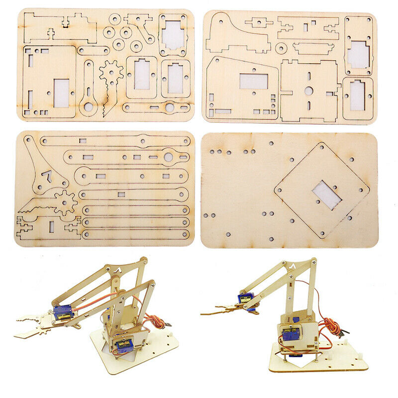 Robotic arm Plank 4 DOF Robot Robotic Arm Wooden Splicing Rudder DIY KitBDAU