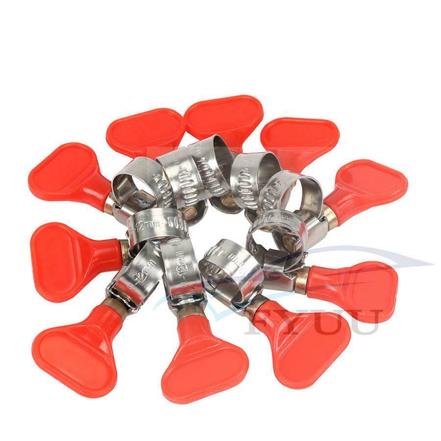 10X Butterfly Hose Clamp Stainless Steel Adjustable Mini Hose Clamps 8-12mm OD