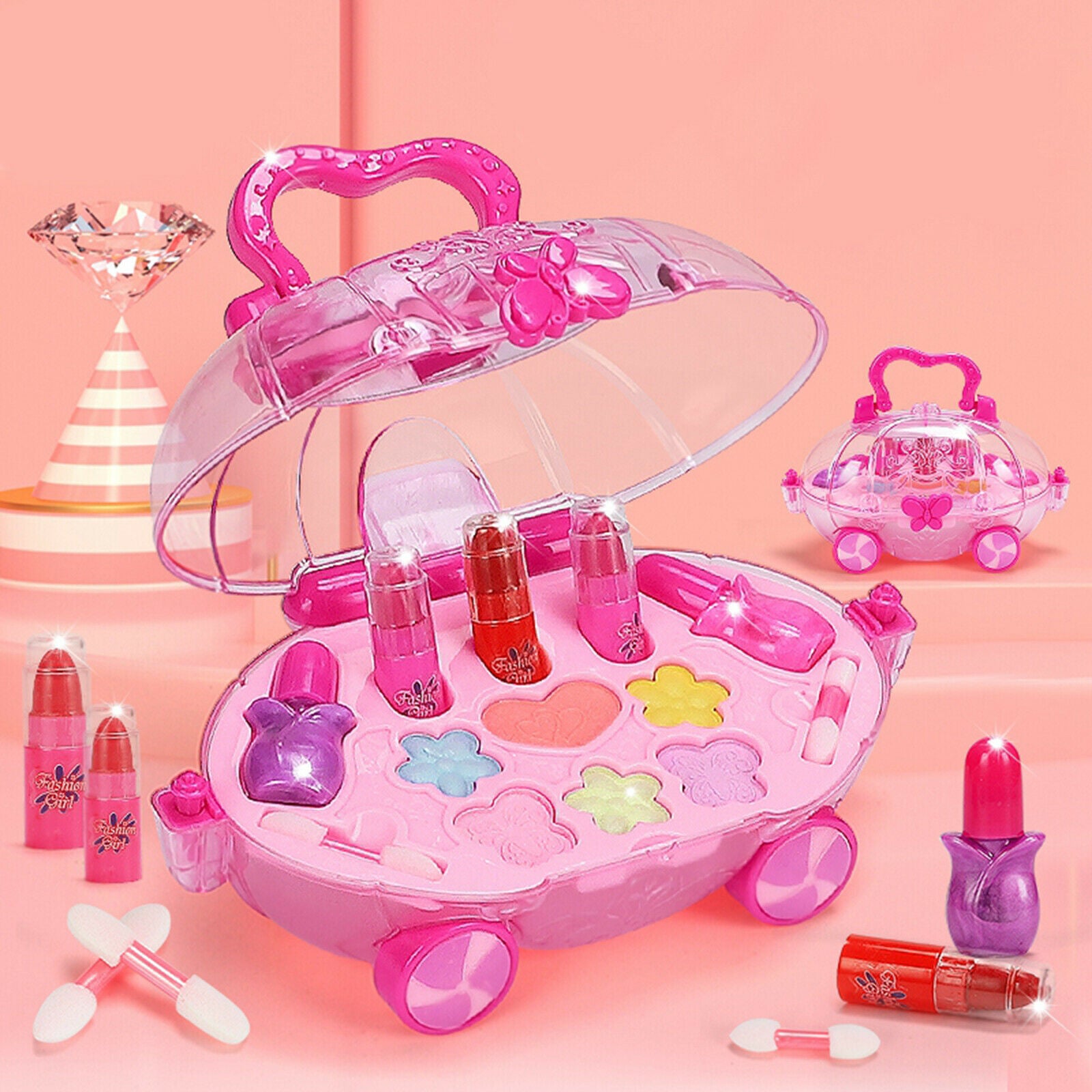 2x Safe Girls Makeup Set Washable Princess Beauty Cosmetics Dress Up Gift