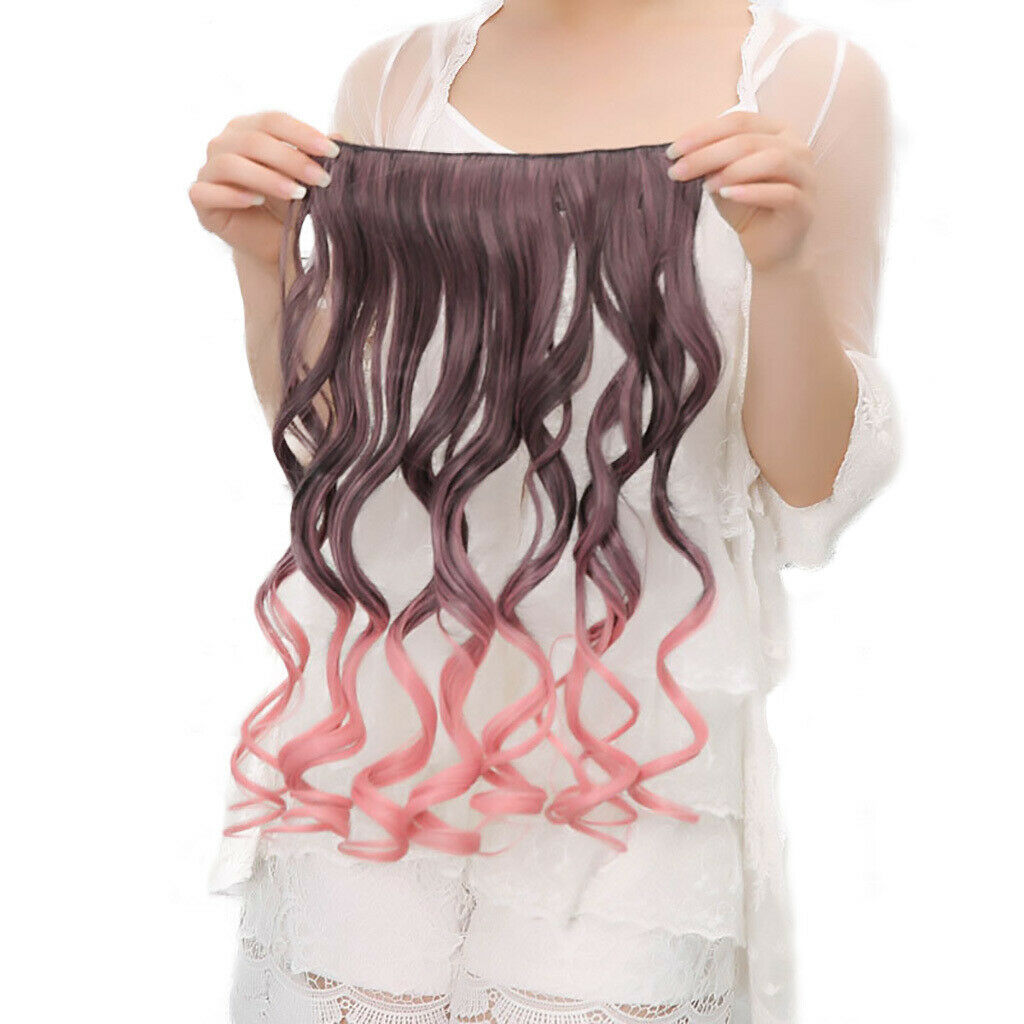 Beauty 24" Synthetic Curly Two Tone Ombre Hairpiece Clip in Hair Extensions