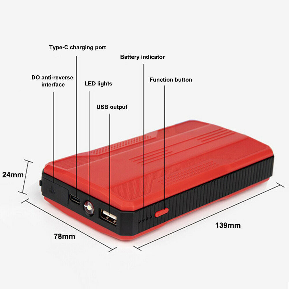 20000mAh Car Jump Starter Power Bank 12V Car Battery Booster with LED Flashlight