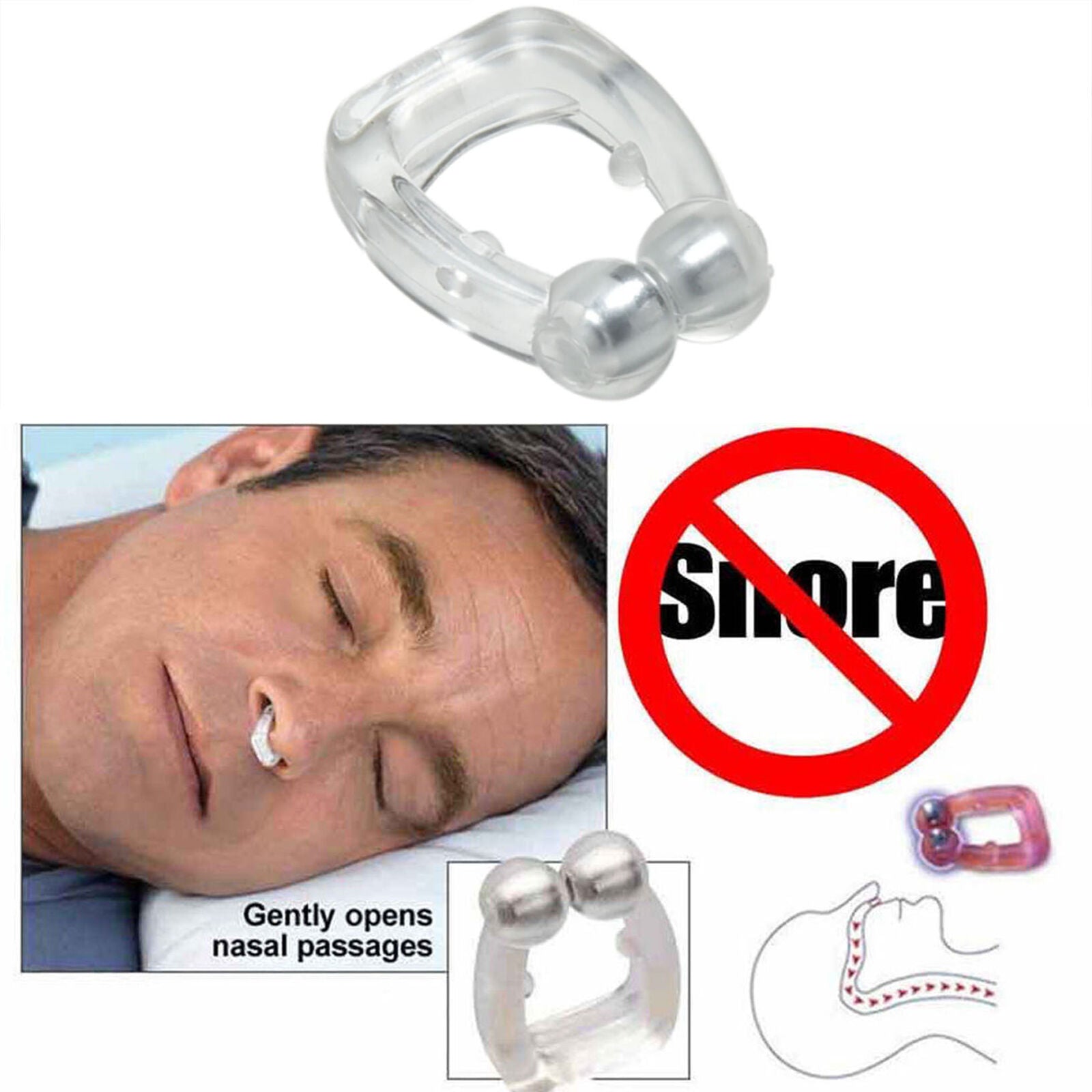 Anti Snore Sleep Apnea Aid Device Night Tray Stop Snoring Nose Clip Silicon
