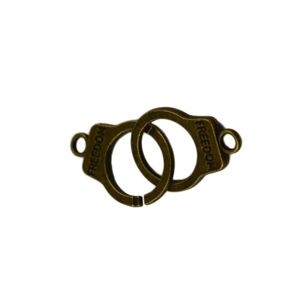 12x Bronze Punk  Handcuff Keyring Clasp Keychain Freedom Charm Pendants