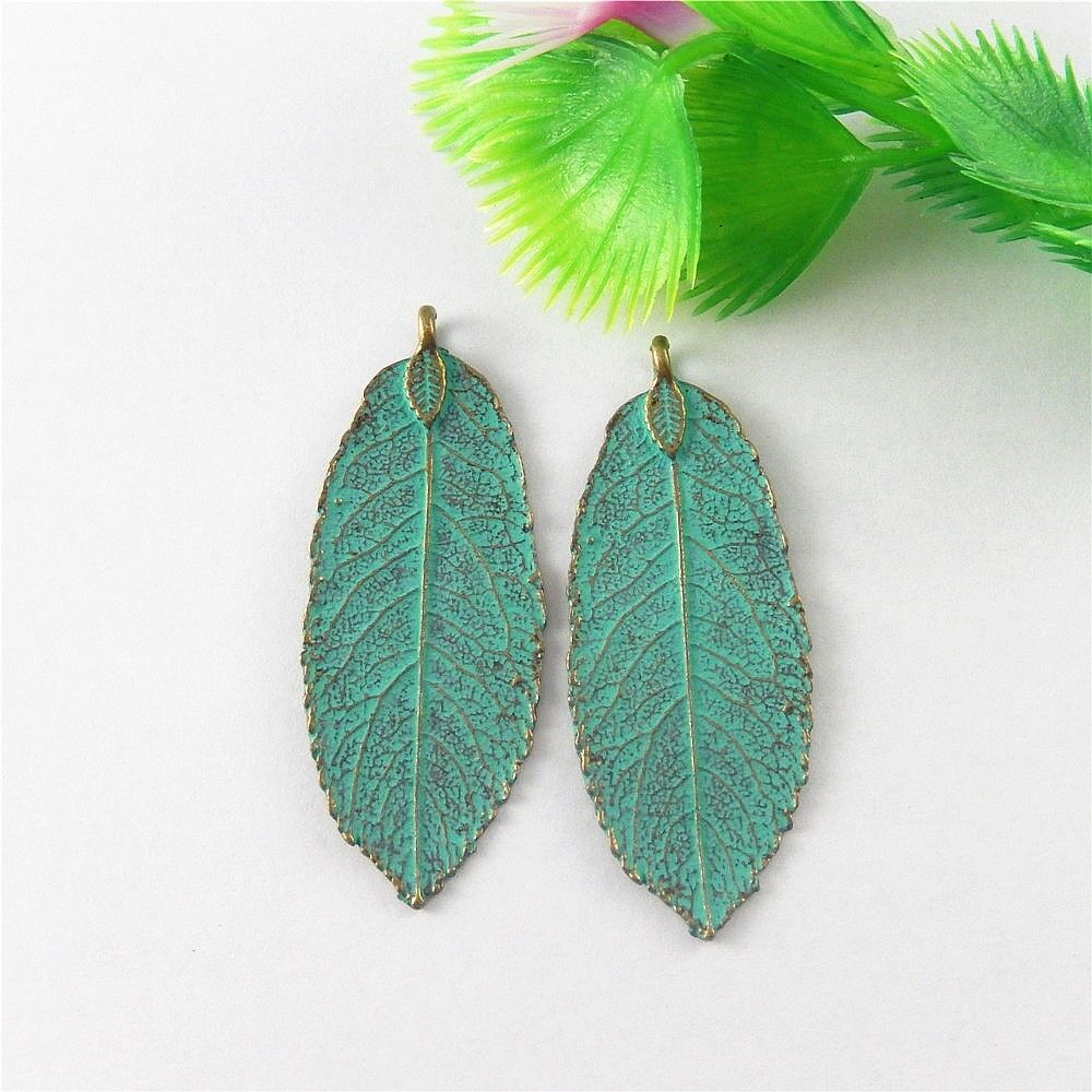 20pcs Antiqued Bronze Alloy Leaves Shape Pendant Charms Jewelry Accessory Crafts