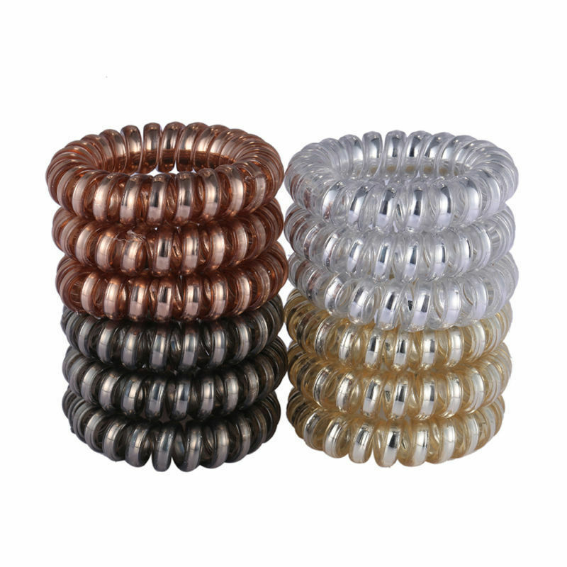 12Pcs Rubber Telephone Wire Hair Ties Spiral Hair Head Elastic Bands HOT
