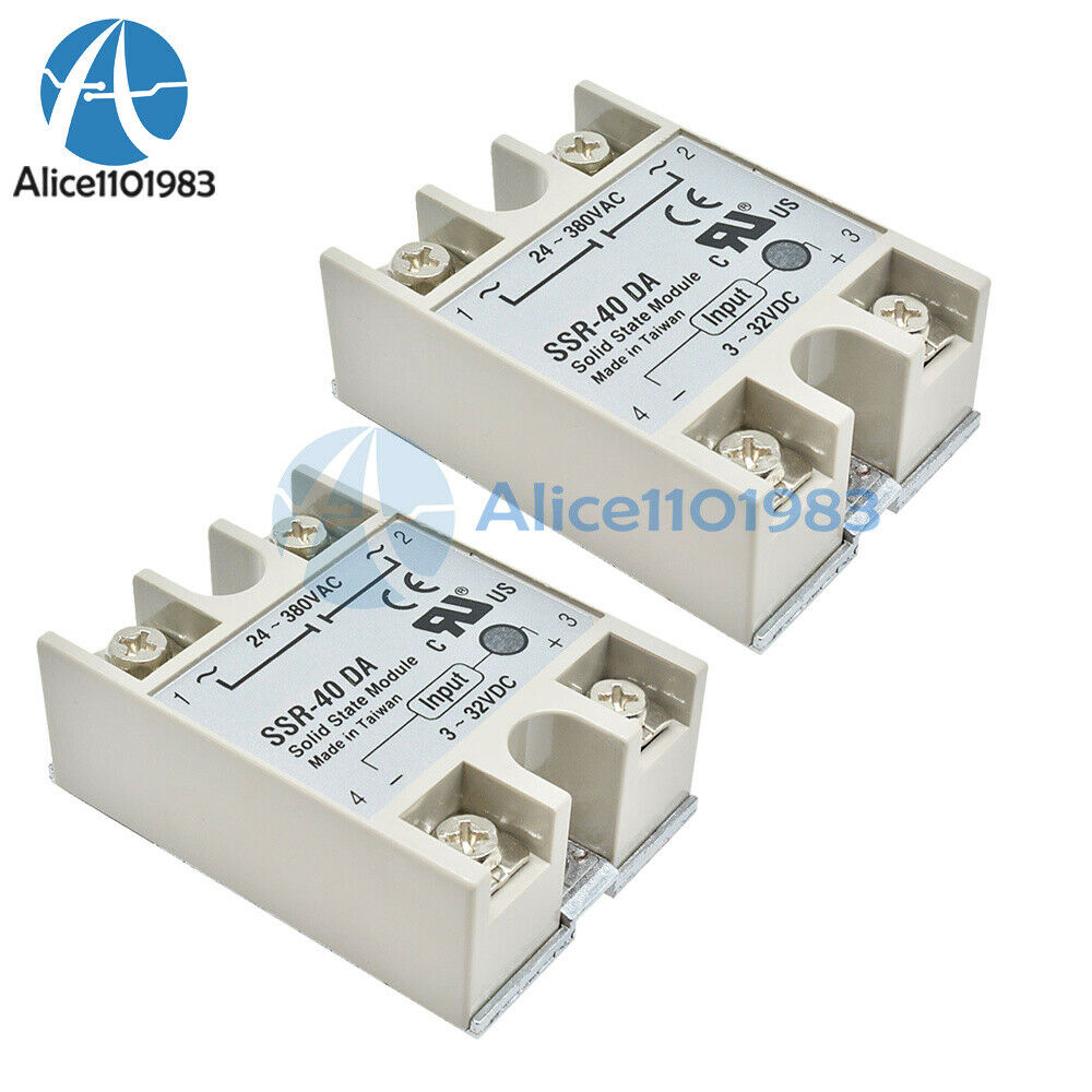 2PCS 40A 250V SSR-40 DA Solid State Relay Module DC 3-32V  To AC 24V-380V