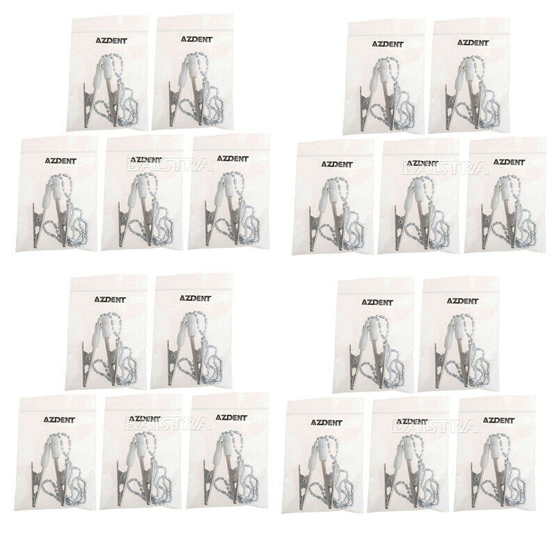 20 Bags Dental Patient Bib Clips Chains Napkin Holder Flexible Coil Ball AZDENT