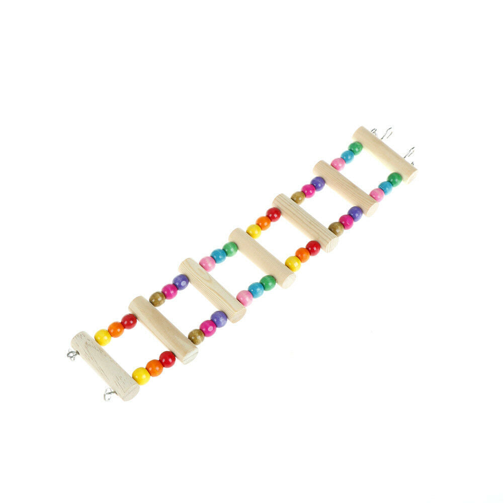 Bird Swing Wooden Bridge Ladder Climb Cockatiel Parakeet Budgie Parrot Pet To IE