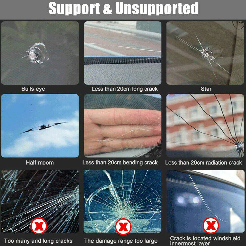 Windshield Repair Kit Quick Fix Car Cracked Glass Windscreen Repair Orange Pack