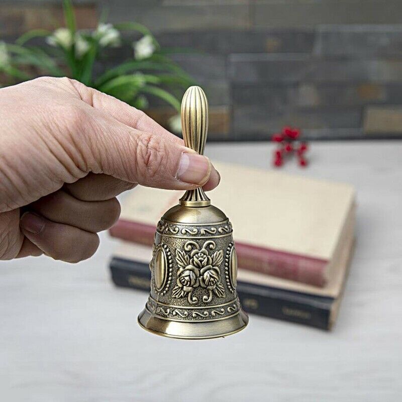 Hand Bell, Metal Tone  Alarm Hand Hold Service Call Bell Desktop Bell Tea DinnR3