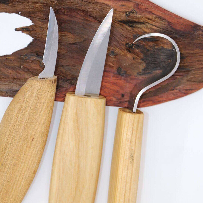 3x Wood Carving Tools Kit Hook Spoon Knives Peeling Whittling Beaver Craft Steel