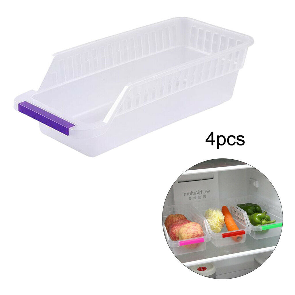 4 Set of Pantry Cabinet Refrigerator Freezer Drawer Basket for Fruit Yogurt