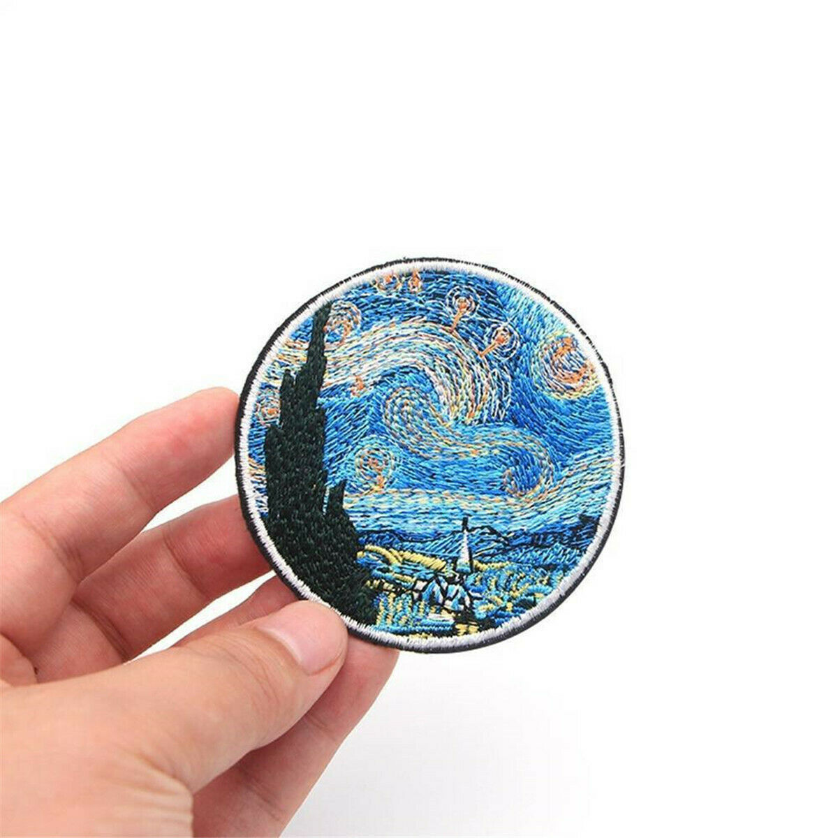 2X The Star Night Painting Embroidery Iron On Patches Clothes Applique Stickers