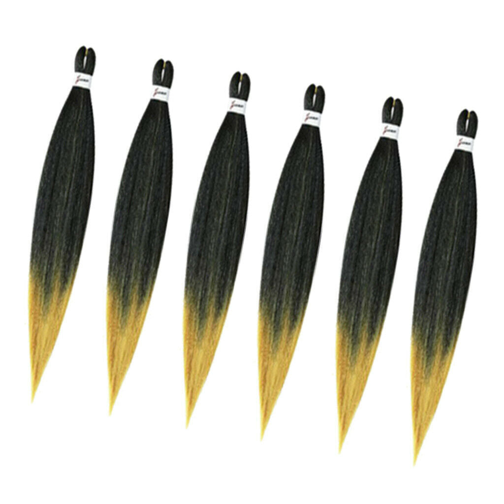 6 Pieces Pre Stretched Braiding Hair Hair Extension Braiding Hair Yellow