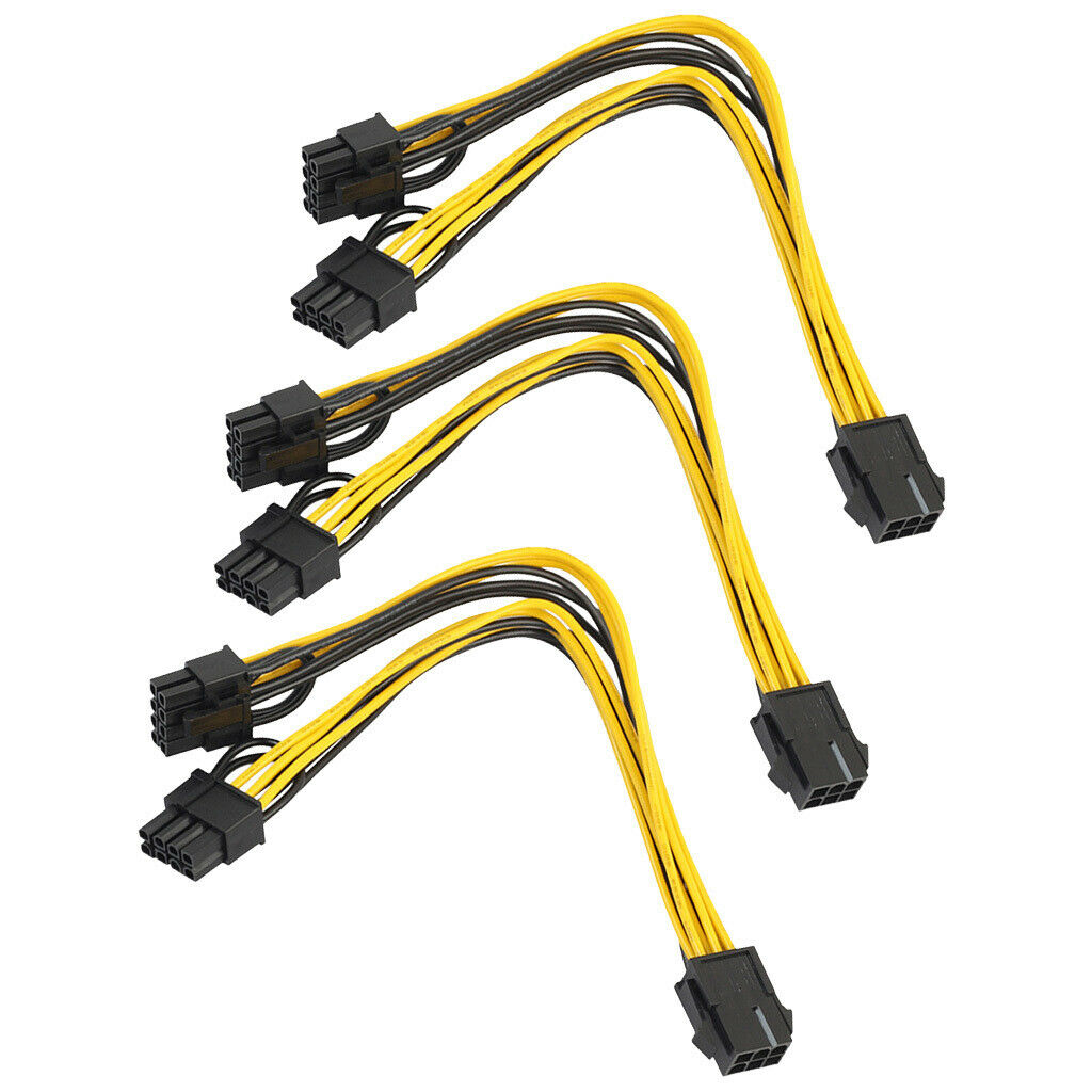 3Pcs   6Pin to Dual 8Pin Video Card Power Splitter Extender Cable