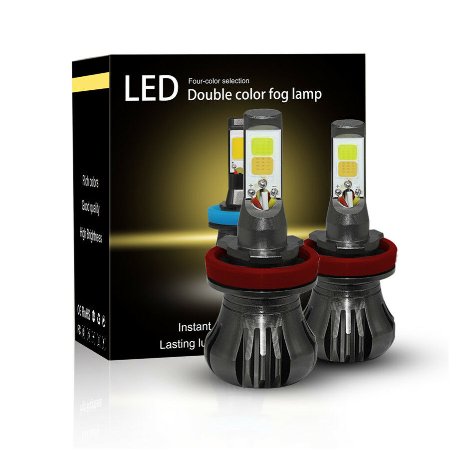 2x LED H8 H9 H11 LED Fog Lamp Dual Color Light Lasting Luminous+Blinking Rapidly