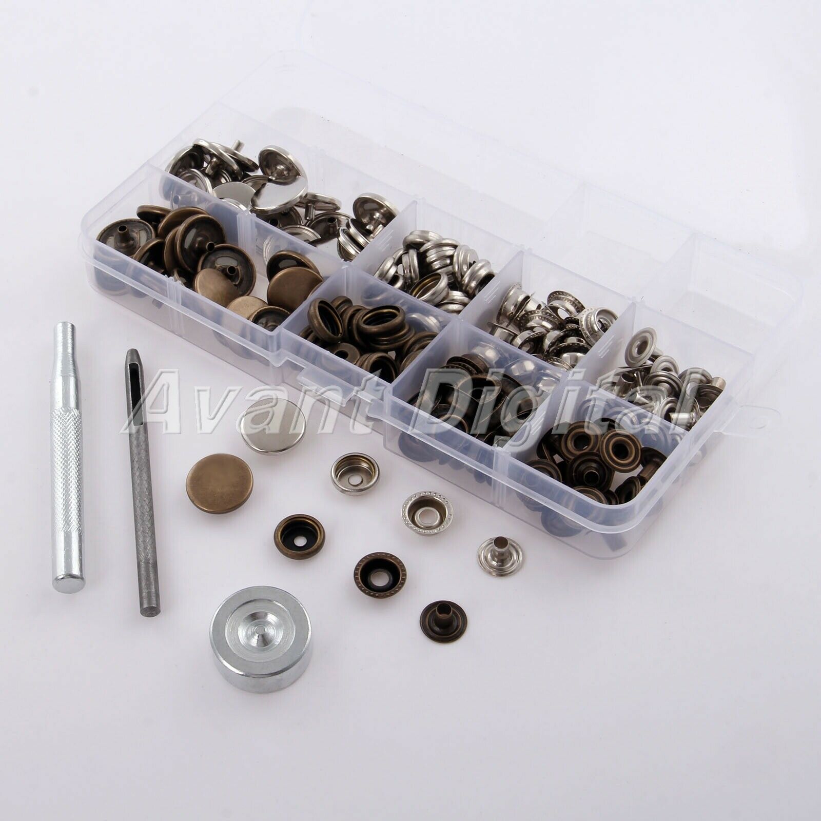 17mm 40Sets Snap Fastener Buttons + 3Pcs Tools Press Studs Sewing Leather Craft