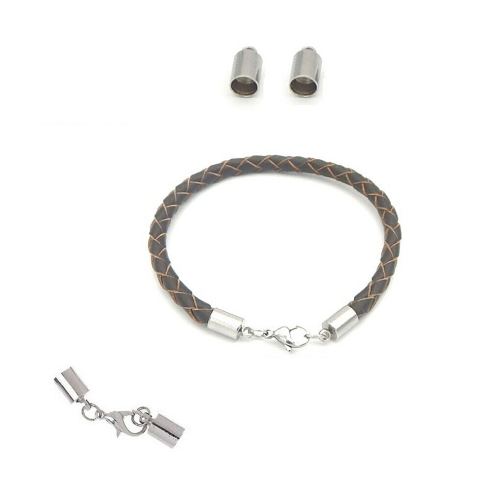 Blesiya 8x Leather Round Necklace Bracelet Cord Lobster Clasps Jewelry DIY