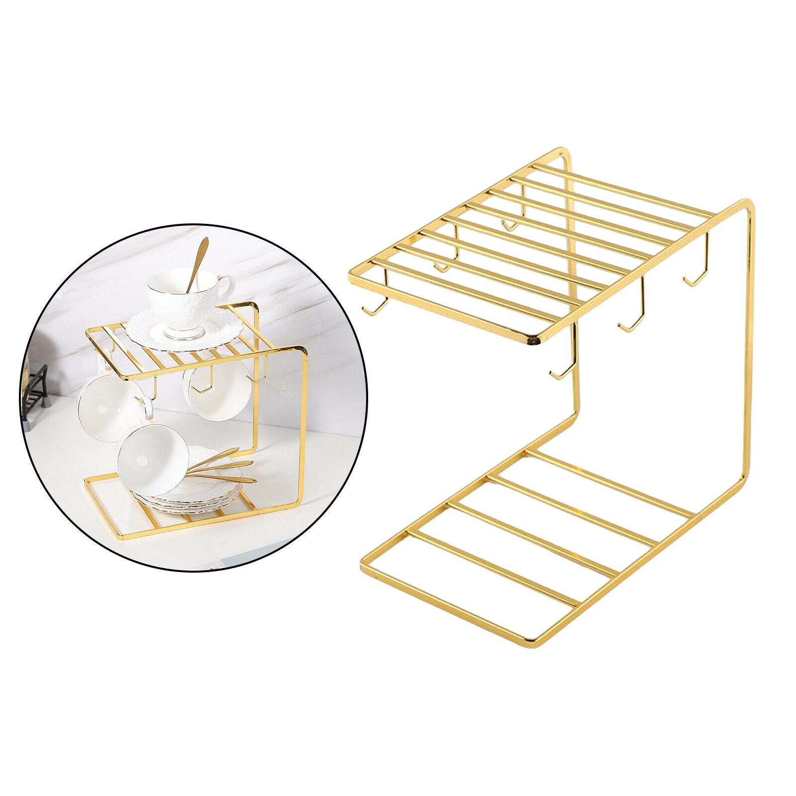 Minimalist Geometric 6 Cup Drying Rack Stand Metal Mug Tree Drying Organizers